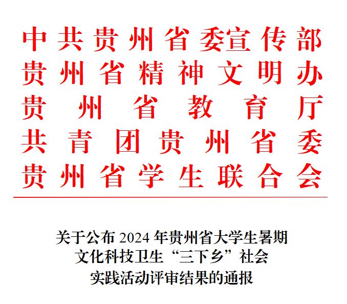 喜報 | 學(xué)院在2024年貴州省大學(xué)生暑期文化科技衛(wèi)生“三下鄉(xiāng)”社會實踐活動中獲獎7項